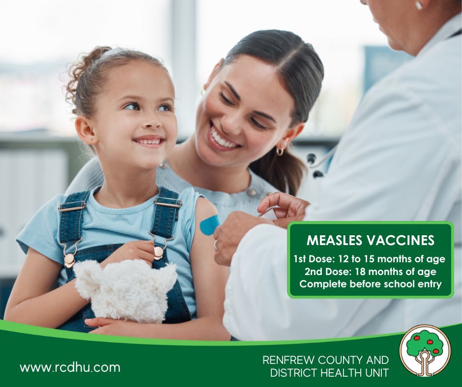 The first dose of measles-containing vaccine should be administered at 1 year of age, with the second dose given between 4 and 6 years of age. This should be completed prior to starting school. 
🌐 rcdhu.com/healthy-living…

#RCDHU