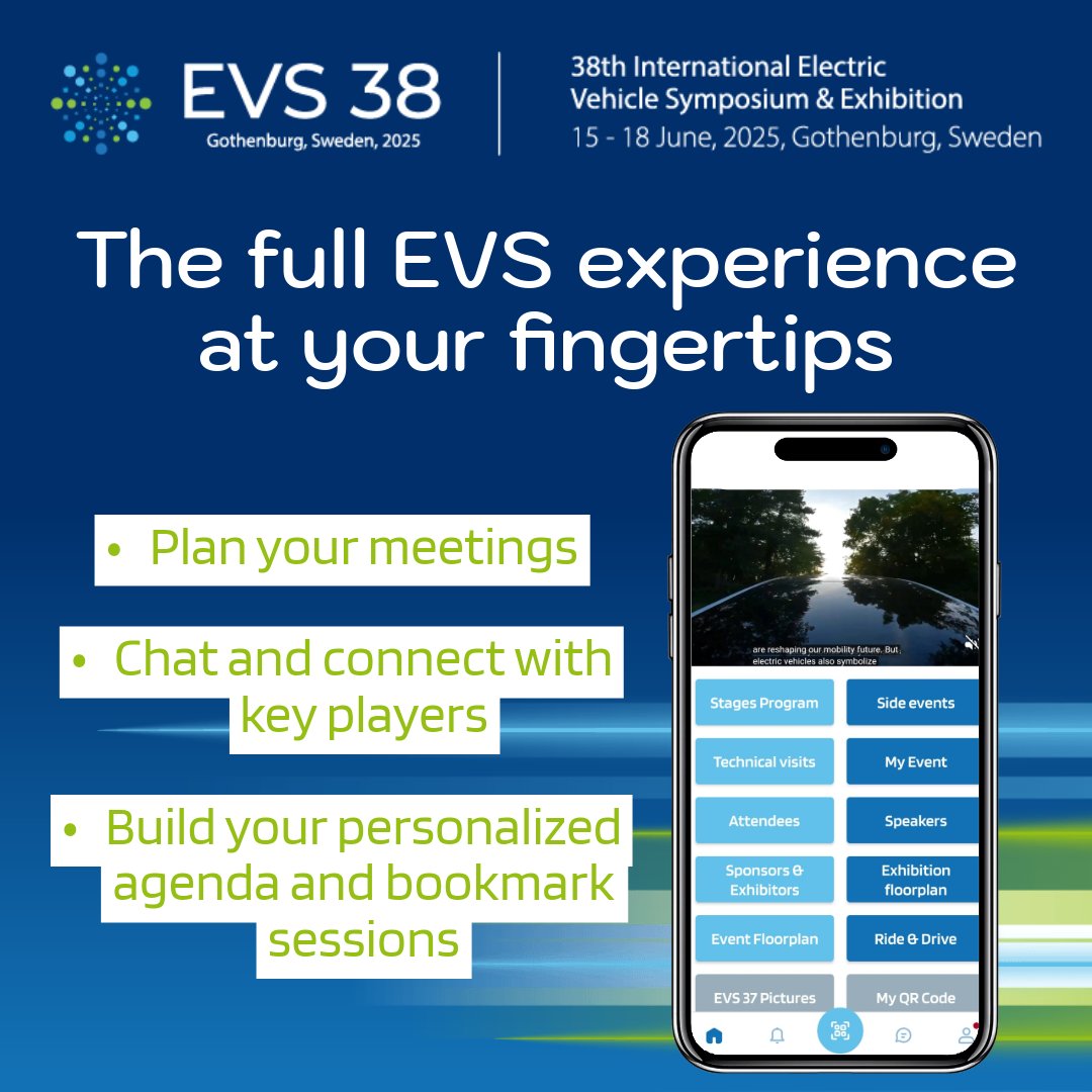 📱 The official EVS38 app is live!

Get ready for your visit and enjoy a smooth experience throughout the event 🚗

📲 Download it now on the App Store: f.mtr.cool/nudndogvpu
or Google Play: f.mtr.cool/qckjawdriq