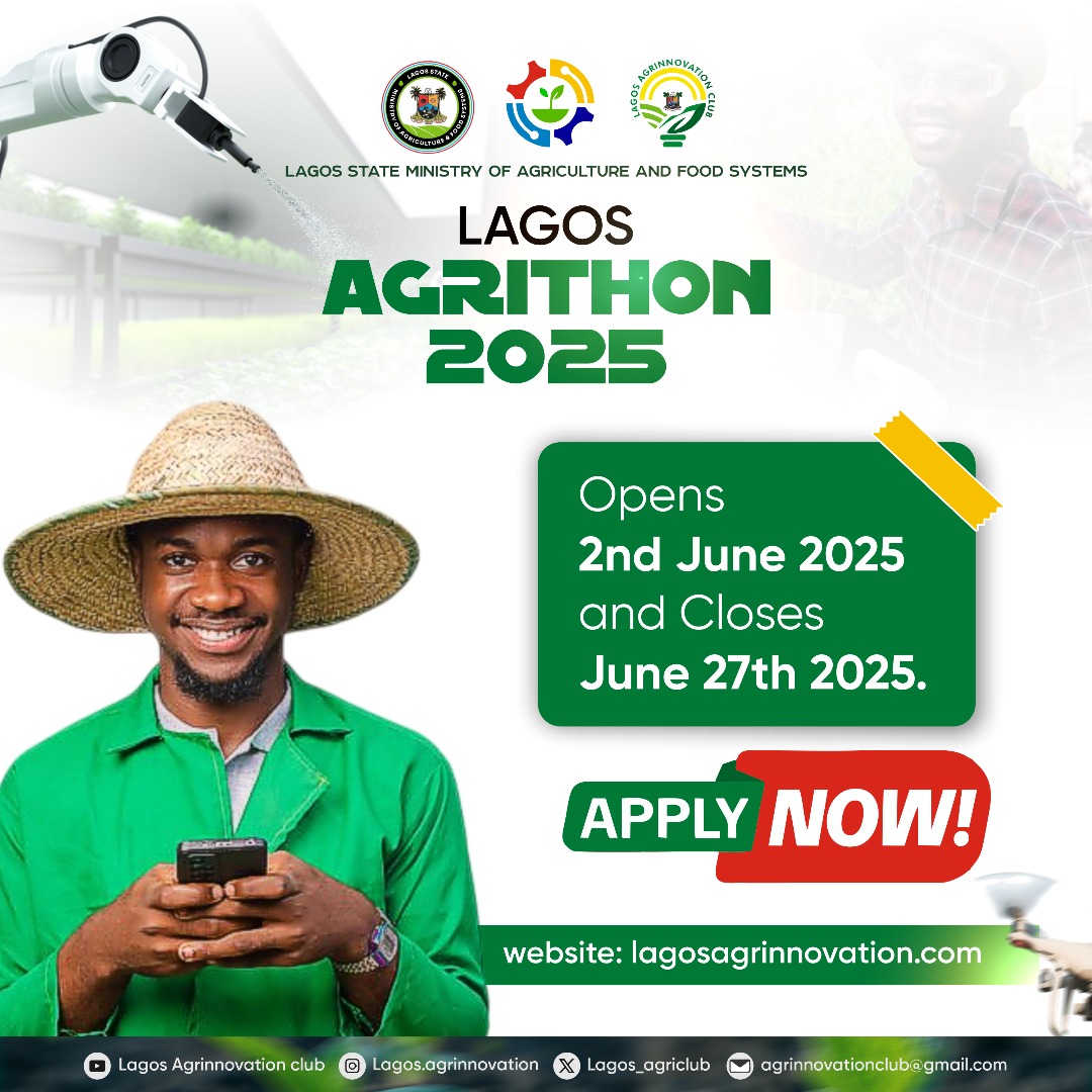 Abisola Olusanya (@abi_olusanya) on Twitter photo ...the portal is open at lagosagrinnovation.com/agrithon_regisā¦. Take a leap of faith and your agrofood business could be in the winning pool.
Visit lagosagric.com for enquiries.
<a href="/followlasg/">The Lagos State Govt</a> <a href="/lagosagric1/">LagosAgric&FoodSystems</a> <a href="/lagos_agriclub/">Lagos Agrinnovation Club</a> ...the portal is open at lagosagrinnovation.com/agrithon_regisā¦. Take a leap of faith and your agrofood business could be in the winning pool.
Visit lagosagric.com for enquiries.
<a href="/followlasg/">The Lagos State Govt</a> <a href="/lagosagric1/">LagosAgric&FoodSystems</a> <a href="/lagos_agriclub/">Lagos Agrinnovation Club</a>