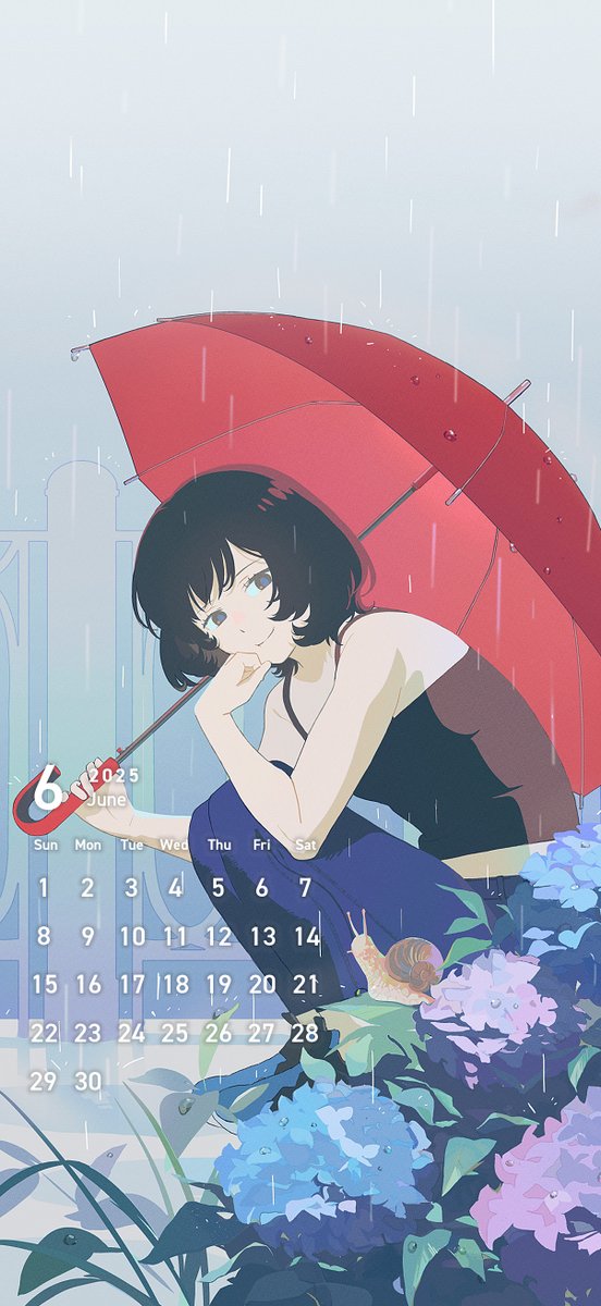 今月もteamヤマヒツヂのチームメンバーによる書下ろし壁紙カレンダーを公開！☂️
6月は湯徳遥さん（演出・原画）が担当！
 ※個人利用の範囲内でご利用ください。