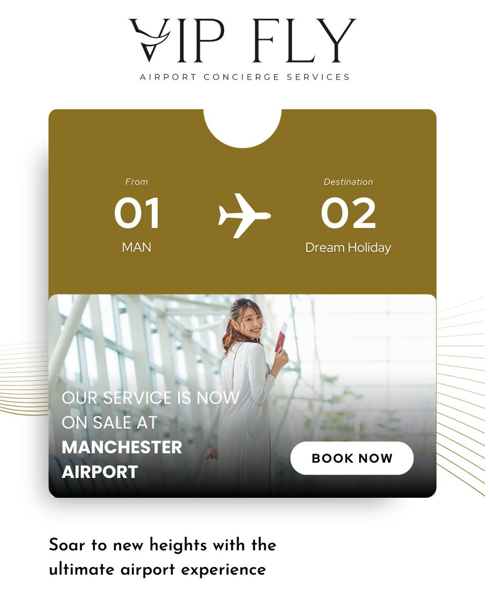 🚨 New at Manchester Airport! 🚨
Upgrade your journey with VIP-Fly – luxury, comfort &amp; convenience for passengers flying from the main terminal. ✈️✨

🔗 vip-fly.com
#FlyVIPMAN #TravelBetter #VIPFly