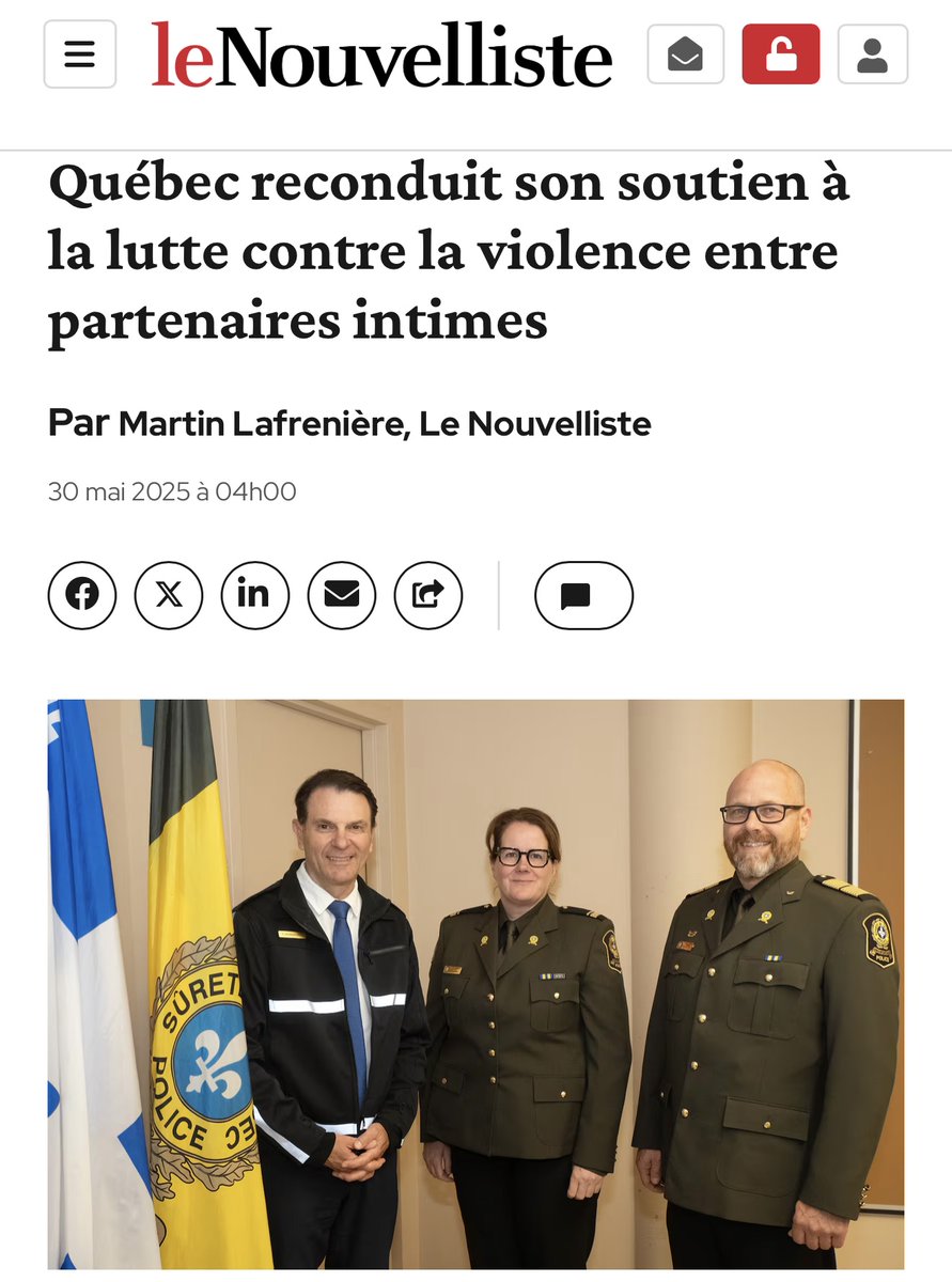fbonnardelCAQ's tweet image. J'ai annoncé il y a quelques jours la reconduction d’un financement de 4,4 M$ sur 3 ans à la @sureteduquebec du Québec pour soutenir son équipe dédiée à la lutte contre la violence entre partenaires intimes.
Une équipe spécialisée, présente sur le terrain, qui sauve des vies et…