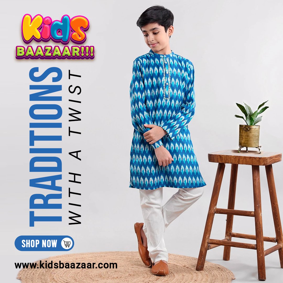 ✨ Tradition just got trendier! Let your little one shine in style! 💙👦

#kidsbazaar #traditionalwear #ethnicforkids #littlefashionista #desivibes #kidskurta #festivefashion #shopnow #indowestern #stylishtradition #ministyleicon #kidsstylegoals #trendykidswear
