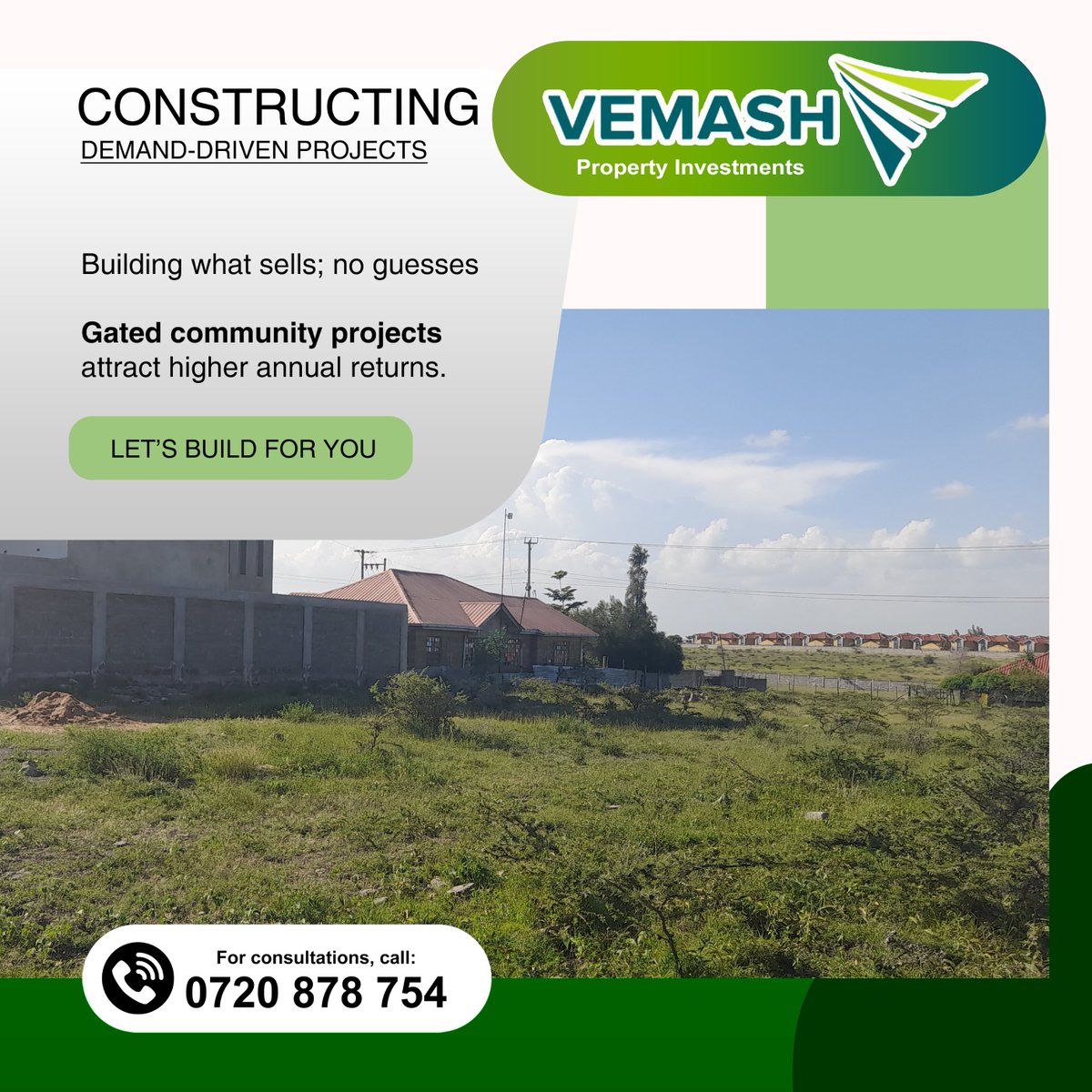 vemashestates's tweet photo. 📈💰 STOP GUESSING &amp; BUILD WHAT SELLS!
Gated Communities = 25%+ Annual Returns (Proven!). 🏘️ Demand-Driven Design = Zero Vacancy Risk. 🚀 DM to start a consultation today! #SmartDevelopers #VemashDelivers #DistinctiveValueForMoney Contact John: +254720878754 https://t.co/vwBrLrMqHl