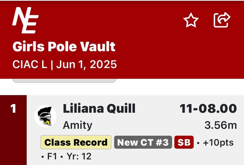 Amity HS Athletics (@amityathletics) on Twitter photo Congratulations to Lily Quill! Champion and new meet record! <a href="/GameTimeCT/">GametimeCT</a> <a href="/SCCcommissioner/">Al Carbone, SCC Commissioner</a> Congratulations to Lily Quill! Champion and new meet record! <a href="/GameTimeCT/">GametimeCT</a> <a href="/SCCcommissioner/">Al Carbone, SCC Commissioner</a>