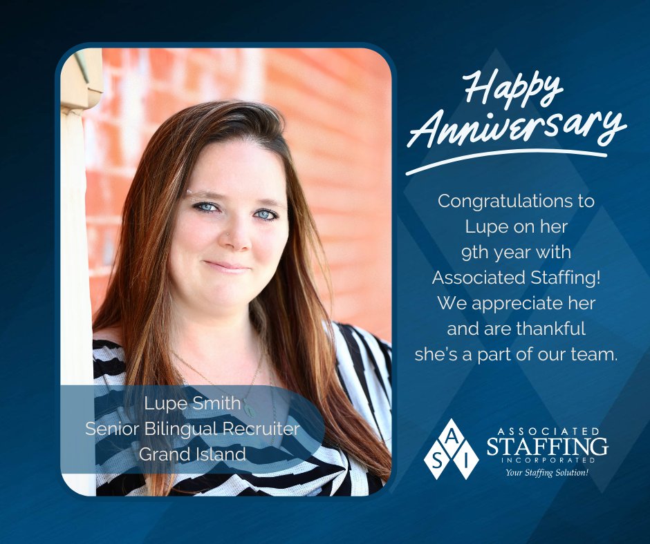 🎉 Today we celebrate Lupe’s 9-year anniversary in Grand Island! 🥳 Her steady presence has made a lasting impact. We’re so lucky to have her! 🙌

#WorkAnniversary #9YearsStrong