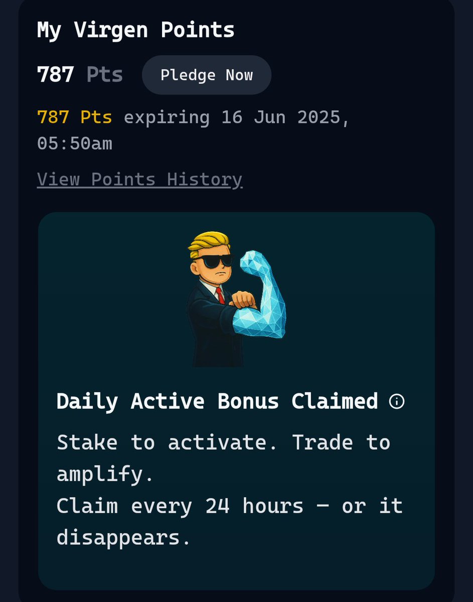 flyemma2011's tweet photo. I just got some Virgen Points after my day 1 on @virtuals_io 

I am doing my best to earn more points. 

Virtuals is the future. Don't skip https://t.co/1rCosDR9v6