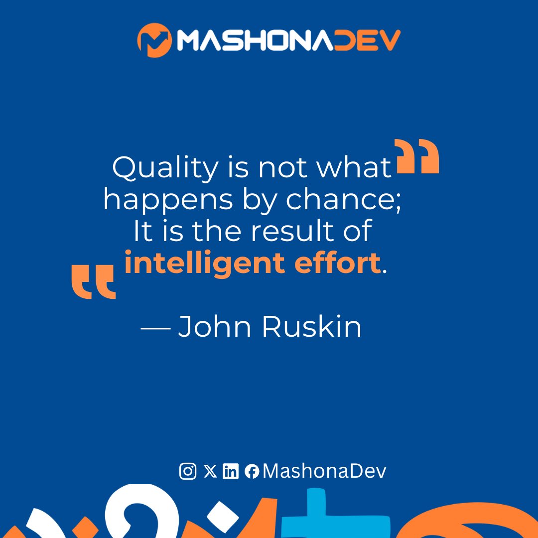 MashonaDev's tweet photo. Quality is not what happens by chance; It is the result of intelligent effort — John Ruskin💡
That’s exactly how we operate at MashonaDev.
We help developers and tech companies thrive by handling the heavy lifting through expert outsourcing.
#MondayMotivation #TechOutsourcing https://t.co/IC76eduARA