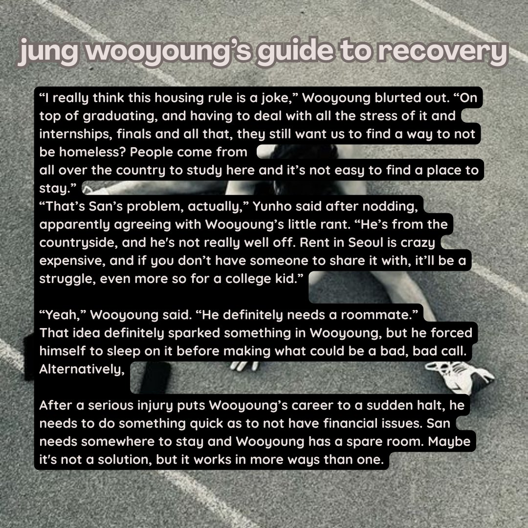 jng wyng's guide to recovery

🎾 wccsn
🎾 wy suffers serious injury
🎾 mental and physical health
🎾 ongoing
🎾 chapter 1 out of 3
🎾 by <a href="/wxxssy/">andy ✨️ (slow)</a> !
🎾 archiveofourown.org/collections/wo…