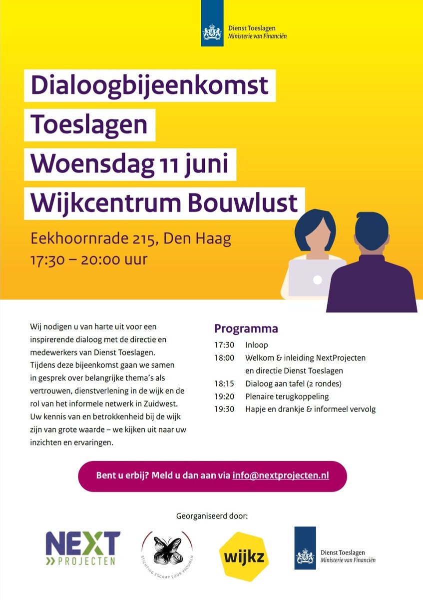NextProjecten's tweet photo. Woensdag 11 juni 2e #PopUp dag @diensttoeslagen @GemeenteDenHaag #Zuidwest.

In #deStede Dienstverleningsbus Belastingen/ Toeslagen van 10:30 t/m 14:30 uur voor hulp en ondersteuning

In wijkcentrum #Bouwlust in de avond Dialoog samen met Dienst Toeslagen info@nextprojecten.nl👇🏼 https://t.co/iPO5Pa8Dro