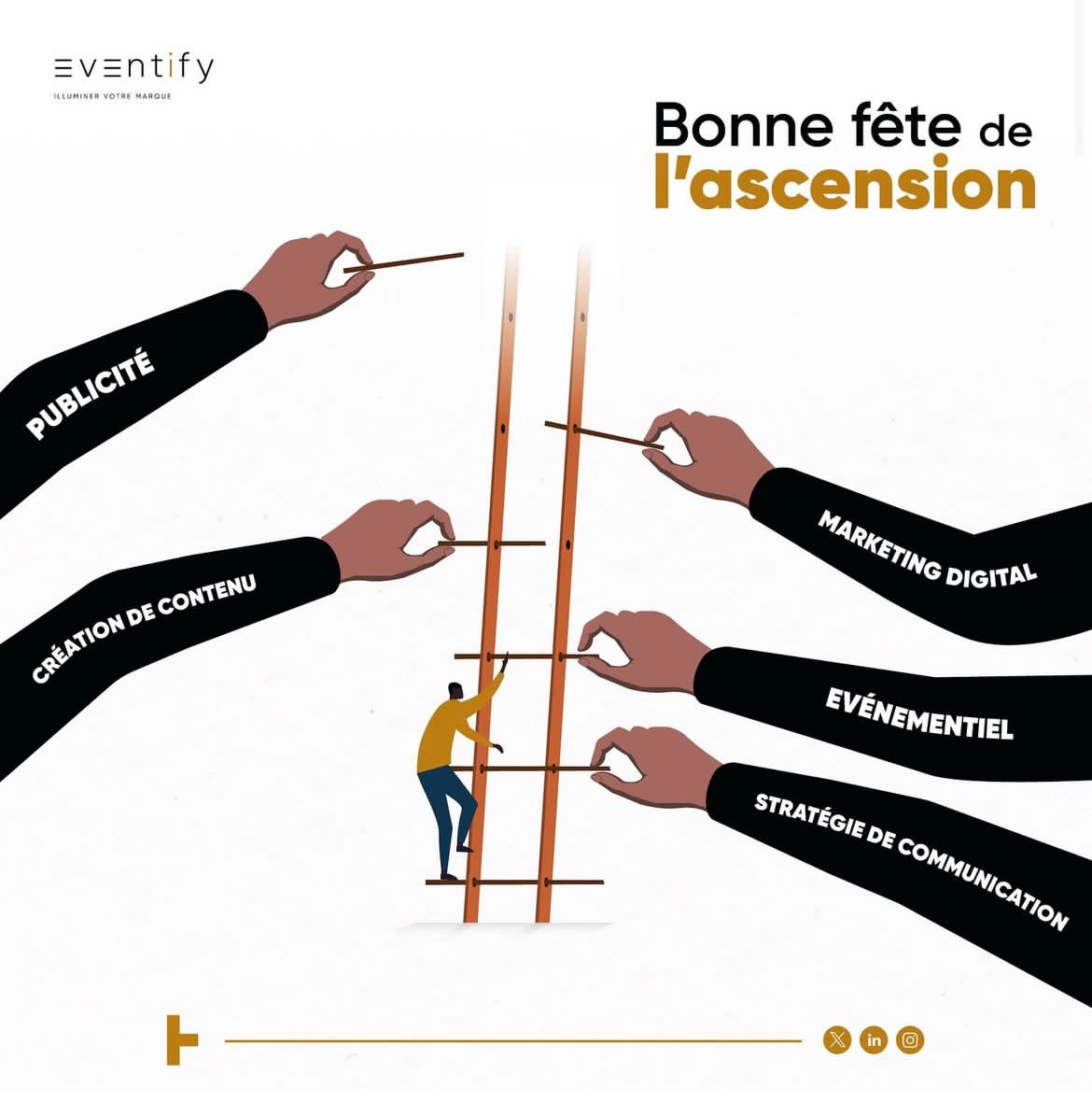 🎈 Célébrons l’Ascension : élevons nos idées, ensemble !
Aujourd’hui, prenons de la hauteur et rêvons plus grand.
Chez Eventify, on vous accompagne vers les sommets.✨

#Ascension #VisionClair #EventifyAgency #ThinkBig #TeamEventify