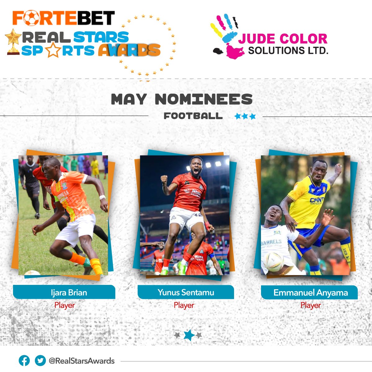 AwardsReal's tweet image. Football | Best of May 2025 | Nominees
1. Brian Ijara
2. Yunus Sentamu
3. Emmanuel Anyama
Vote for your best in the reply section below.
@fortebet_uganda | @jude_color | #RealAwards