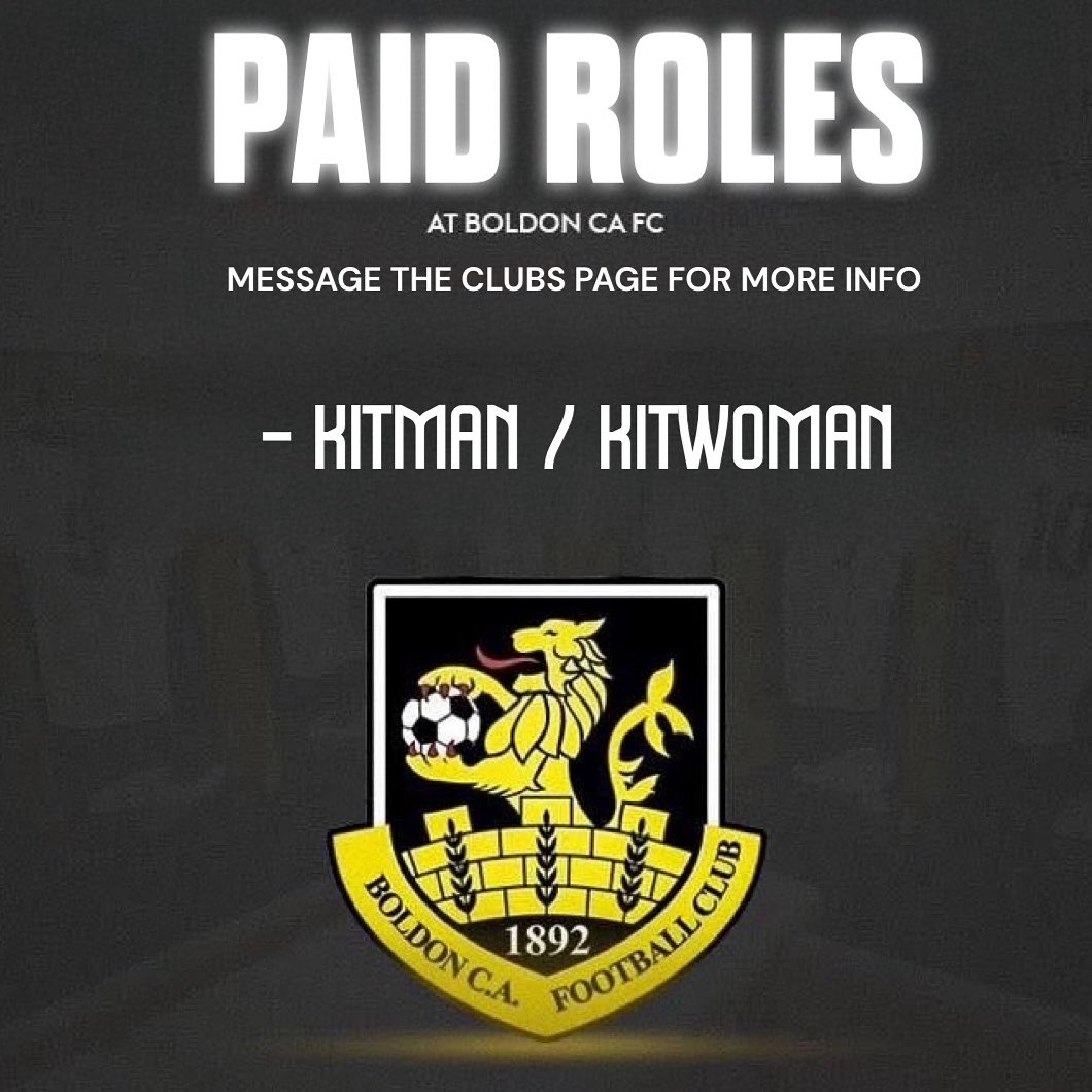 CABoldon's tweet image. 🚨KITPERSON NEEDED FOR THE 2025/26 SEASON!
We are on the lookout for someone dedicated to join the club as a kit person.
This is an expenses paid role, alongside free entry to home and away games, which includes setting up the changing room for home and away games, whilst…