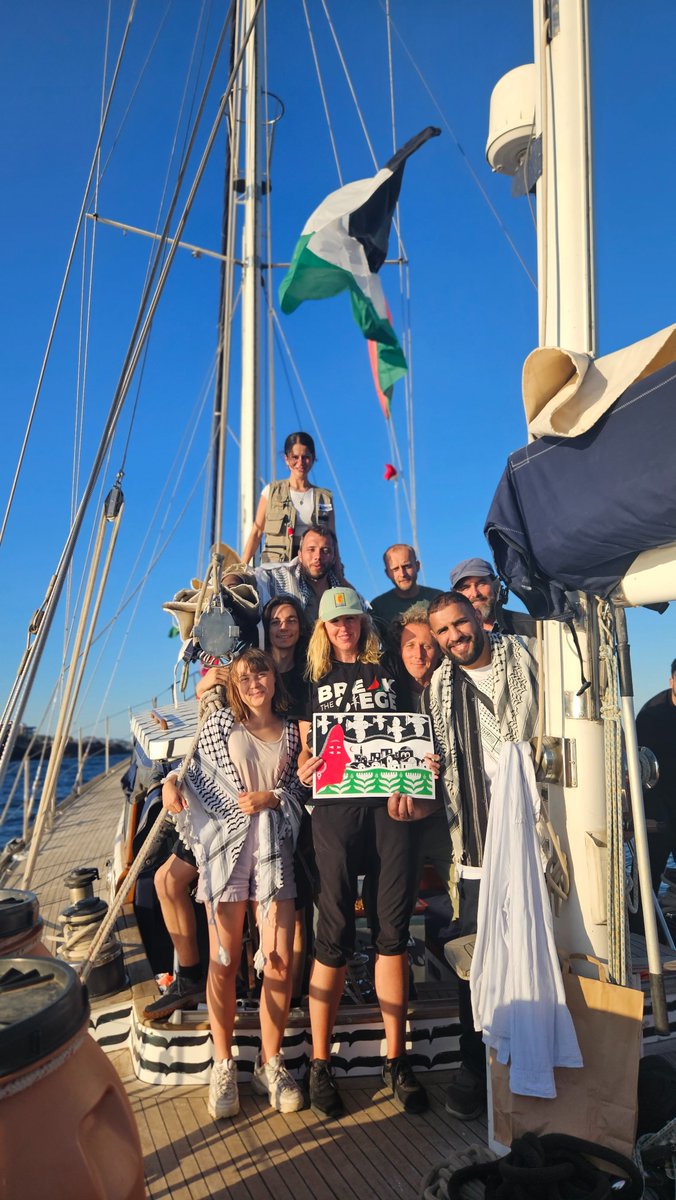 After months of collective, focused work to organise this mission, we said goodbye to our flotilla comrades on the Madleen yesterday &amp; pivoted to land team in Sicily. Help us keep our beautiful friends- and lighthouse humans, safe. 

#AllEyesOnDeck  
#GazaFreedomFlotilla