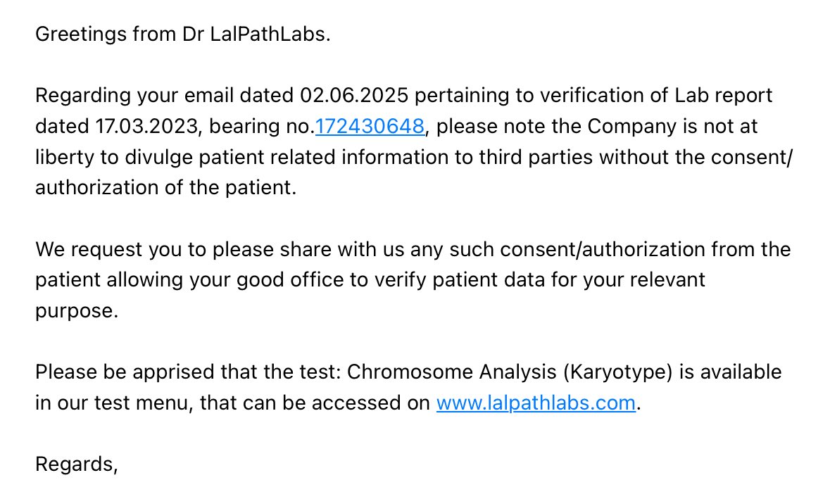 Question asked, question not yet answered in a completely satisfactory way. But 1) the lab does do that test 2) they’re not saying it definitely isn’t theirs or is definitely fake