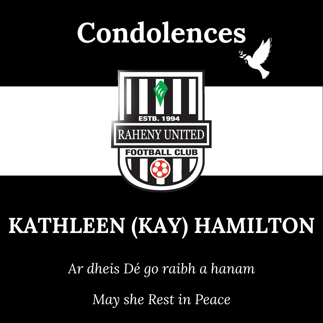 🕊️ | The Committee and Members of the Club wish to offer their condolences to the Hamilton family on the recent passing of Kay. 

Kay’s son in law Fintan is involved with the club since the Raheny Boys/ Dunseedy Utd days.  

Ar dheis Dé go raibh a hanam. May she rest in peace. 🖤