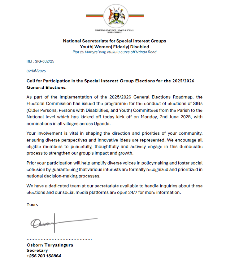 𝗖𝗮𝗹𝗹 𝗳𝗼𝗿 𝗣𝗮𝗿𝘁𝗶𝗰𝗶𝗽𝗮𝘁𝗶𝗼𝗻 𝗶𝗻 𝘁𝗵𝗲 𝗦𝗽𝗲𝗰𝗶𝗮𝗹 𝗜𝗻𝘁𝗲𝗿𝗲𝘀𝘁 𝗚𝗿𝗼𝘂𝗽 𝗘𝗹𝗲𝗰𝘁𝗶𝗼𝗻𝘀 𝗳𝗼𝗿 𝘁𝗵𝗲 𝟮𝟬𝟮𝟱/𝟮𝟬𝟮𝟲 𝗚𝗲𝗻𝗲𝗿𝗮𝗹 𝗘𝗹𝗲𝗰𝘁𝗶𝗼𝗻𝘀.
As part of the implementation of the 2025/2026 General Elections Roadmap, Read More..👇