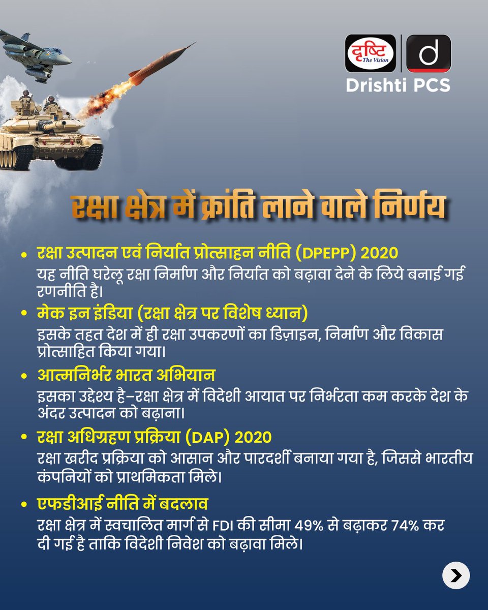 DrishtiPCS's tweet photo. यह है आत्मनिर्भर भारत की असली उड़ान
.
#DefenceTransformation #AtmanirbharBharat #MakeInIndia #IndianArmy #ViksitBharat #DefenceExports #IndianDefence #CurrentNews #DrishtiIAS #DrishtiPCS https://t.co/eiJ7nqJqoe