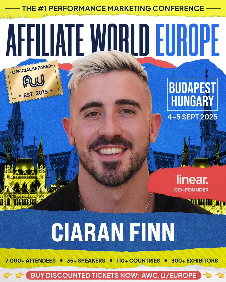 AFFILIATE WORLD (@awconferences) on Twitter photo What do Honeylove, MAËLYS, and Mood have in common? They all scale with Ciaran Finn (<a href="/ciaranfinn_/">Ciaran Finn</a>). 🔥
As Co-Founder of Linear, Ciaran’s mastered the art of pairing high-converting creative with data-driven media buying. If you're in DTC and serious about growth, you’ll want to What do Honeylove, MAËLYS, and Mood have in common? They all scale with Ciaran Finn (<a href="/ciaranfinn_/">Ciaran Finn</a>). 🔥
As Co-Founder of Linear, Ciaran’s mastered the art of pairing high-converting creative with data-driven media buying. If you're in DTC and serious about growth, you’ll want to