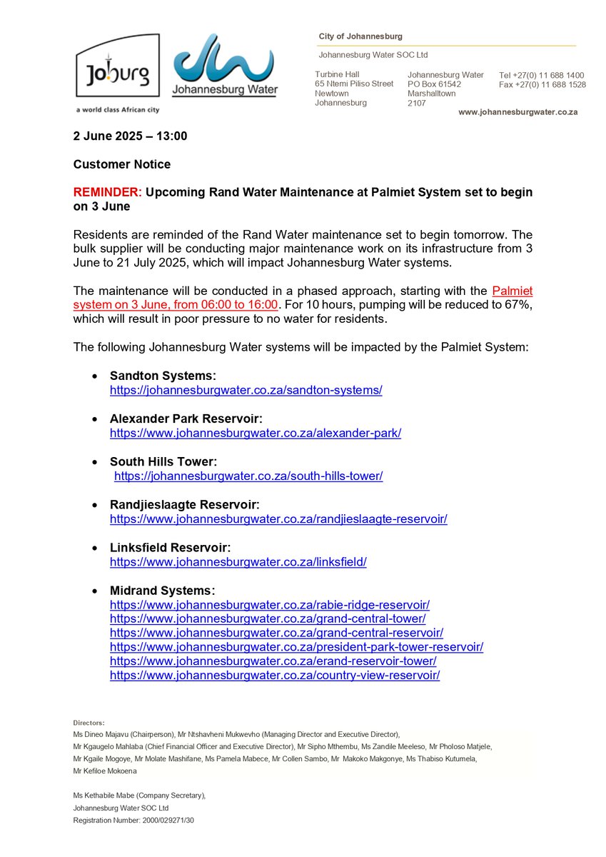 Johannesburg Water tweet media