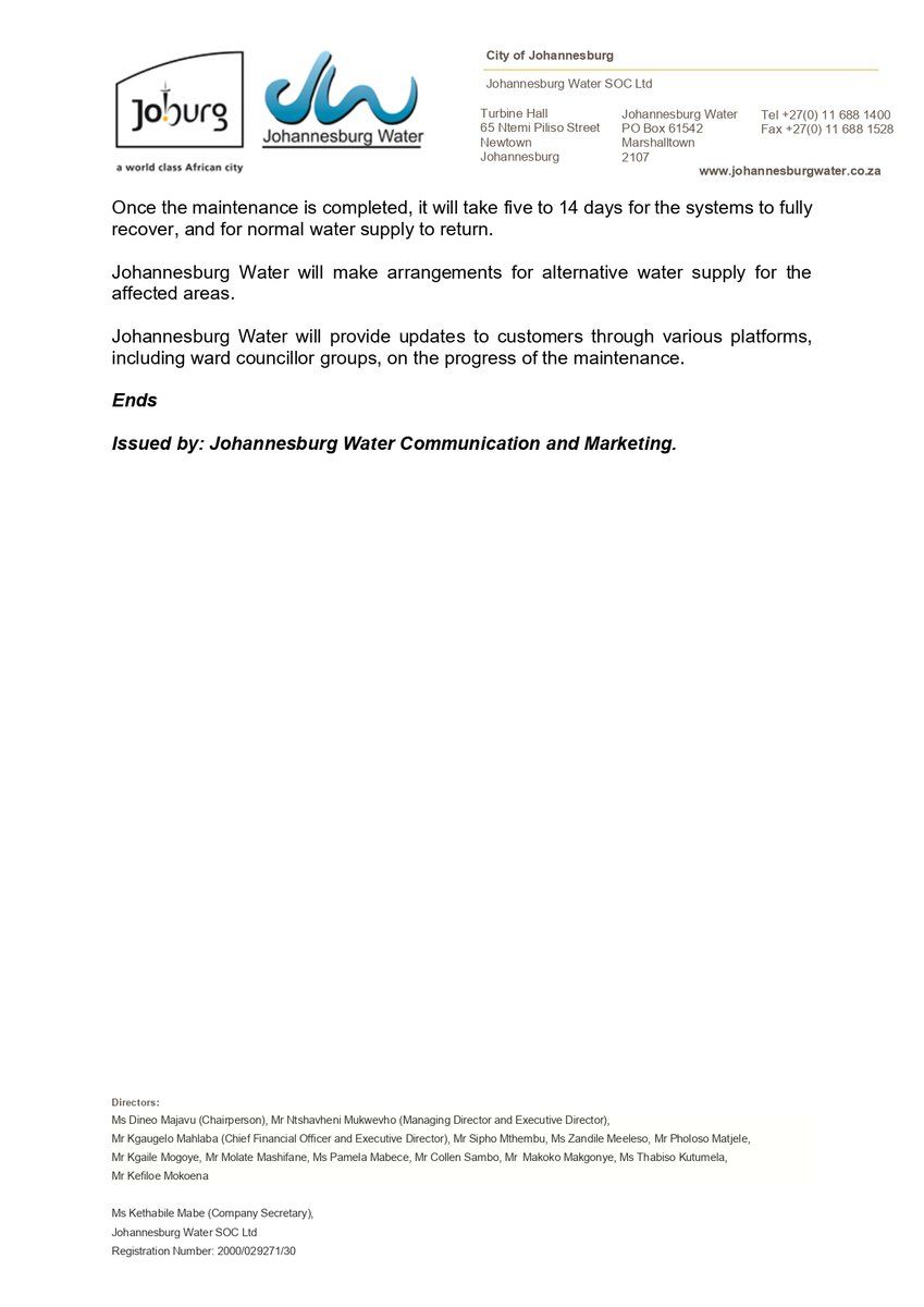 Johannesburg Water tweet media