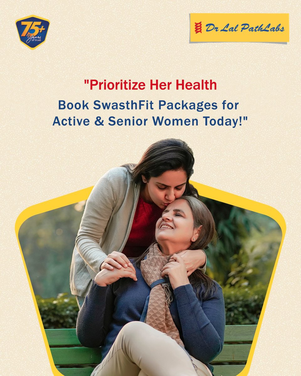 DrLalPathLabcc's tweet image. Introducing our specially designed SwasthFit Packages for active and senior women — Because she deserves the best care at every stage of life.

Call us at 9993188804 or visit our center today!

#WomensHealth #Trust #Quality #Accuracy #Diagnostics #BharatKaVishwas #drlalpathlabs