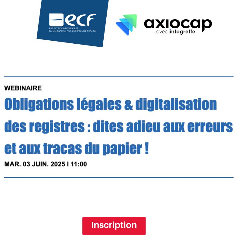 🔴 🔜💥 <a href="/Axiocap_SaaS/">Axiocap</a> en partenariat avec <a href="/syndicatECF/">ECF</a> vous donne RDV demain à 11h00 🕚 pour son webinaire sur le thème: "Obligations légales &amp; digitalisation des registres : dites adieu aux erreurs et aux tracas du papier ! "
🔺Infos/Inscription 👉app.livestorm.co/axiocap/ecf?ut…