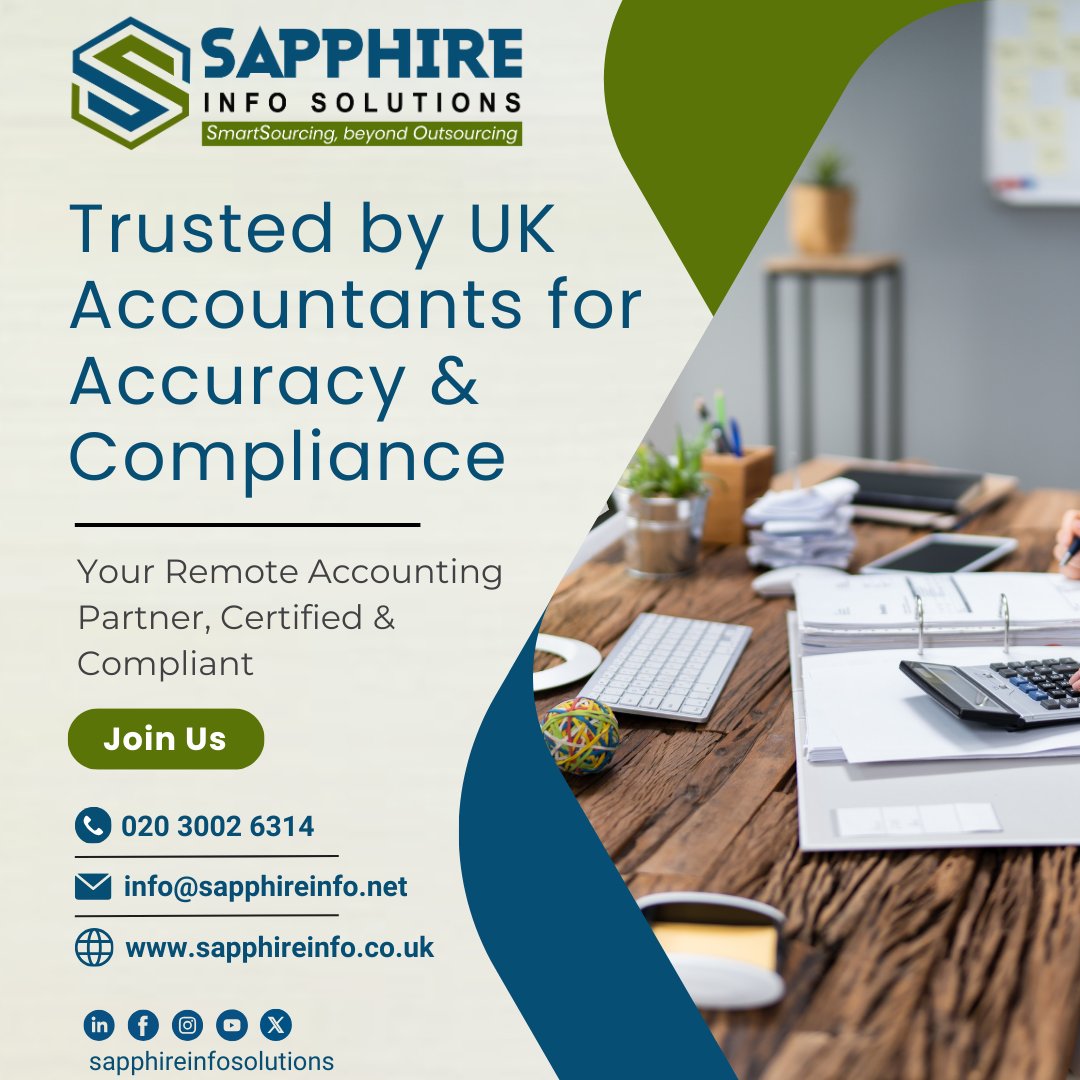 SapphireInfoSo1's tweet image. UK accounting firms need partners who understand HMRC requirements, MTD compliance, and evolving tax laws.

For more details visit our website at bit.ly/41gOL9h

Contact at: 020 3002 6314

#UKAccountingPartner #MTDCompliance #GDPRReady #SapphireInfoSolutions