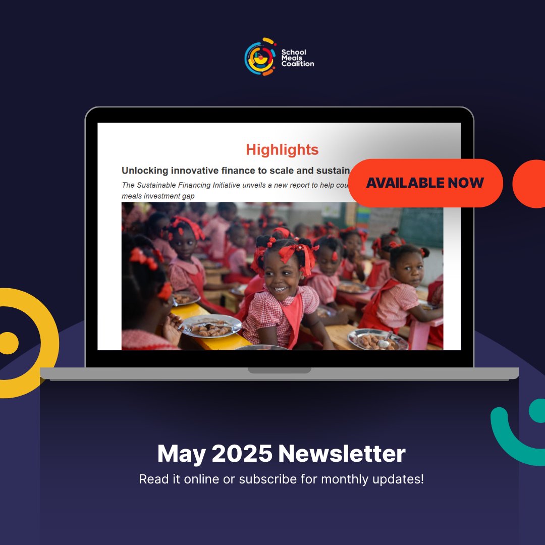 📬 The #SchoolMeals Coalition May newsletter is out! This month’s edition dives into how governments and partners are securing innovative, sustainable and long-term financing for #SchoolMeals:

💡 Debt swaps in #Egypt 🇪🇬
💸 "Sin" taxes in #SãoToméandPríncipe 🇸🇹
🥘 Financing clean