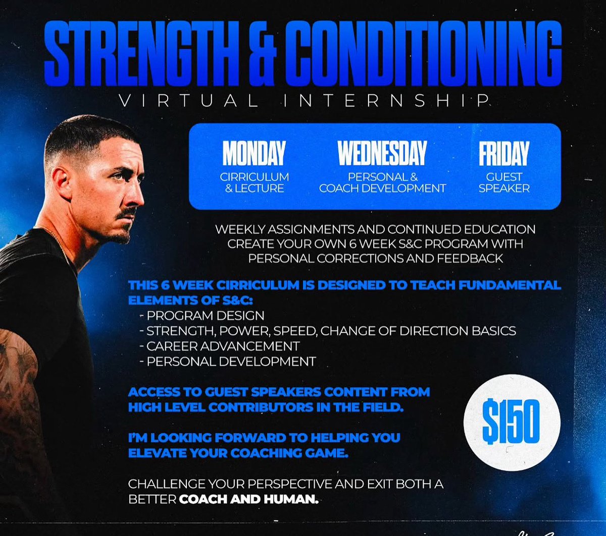 Joseph Guarascio (@coachjoeyg) on Twitter photo Virtual Internship Summer 2025
LOOKING FOR COACHES THAT WANT TO GET GETTER
Sign up by EMAILING: Tulsastrength2025@gmail.com
#strengthandconditioning #strengthtraining #strengthcoach Virtual Internship Summer 2025
LOOKING FOR COACHES THAT WANT TO GET GETTER
Sign up by EMAILING: Tulsastrength2025@gmail.com
#strengthandconditioning #strengthtraining #strengthcoach