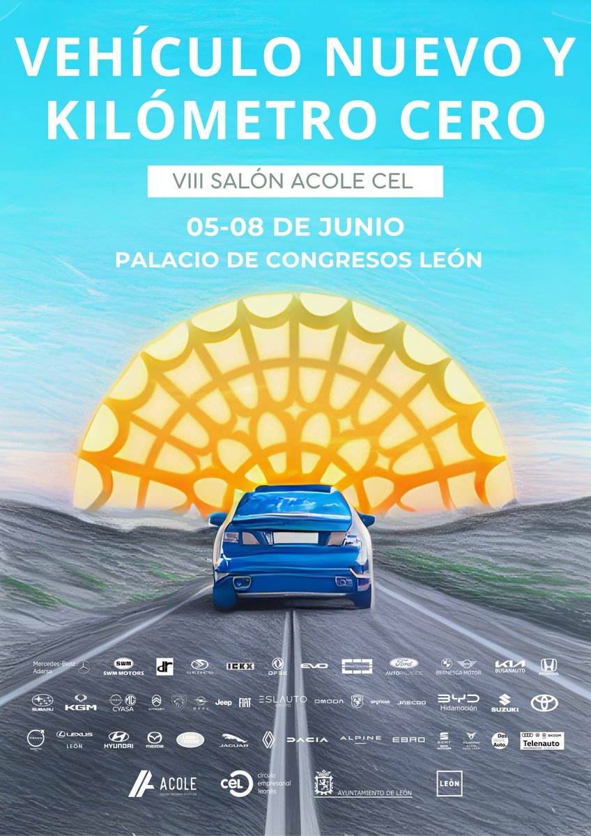 CEL León (@cel_leon) on Twitter photo 📢 ¡Vuelve la gran cita del motor a León! Del 5 al 8 de junio, el Palacio de Exposiciones acoge la 8ª Feria del Vehículo Nuevo y Kilómetro 0, organizada por el CEL y ACOLE, con la colaboración de <a href="/LeonAyto/">Ayuntamiento de León</a> Un salón pensado para renovar tu coche y moverte hacia el futuro 📢 ¡Vuelve la gran cita del motor a León! Del 5 al 8 de junio, el Palacio de Exposiciones acoge la 8ª Feria del Vehículo Nuevo y Kilómetro 0, organizada por el CEL y ACOLE, con la colaboración de <a href="/LeonAyto/">Ayuntamiento de León</a> Un salón pensado para renovar tu coche y moverte hacia el futuro