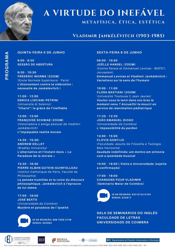 Colóquio dias 5 e 6 de junho, Faculdade de Letras da Universidade de Coimbra. Com transmissão via Zoom