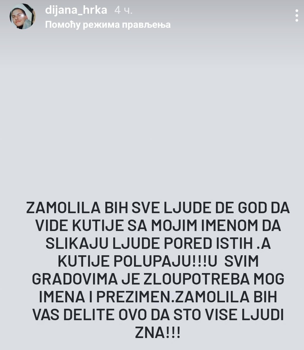 Ljudi moji da li je ovo realno?!
Dijana Hrka 🖤
Zveri da nemaju mira nikada i nigde.