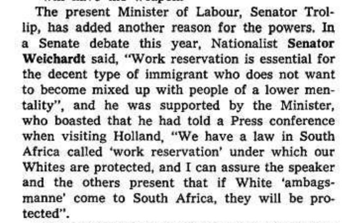 We must remember that much of the Boer's existence in South Africa was informed by the government reserving them well paying jobs regardless of their skill or experience. So they're currently experiencing what it's like to compete for a job for the first time in their lives.