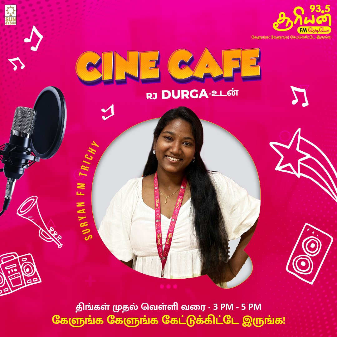 SuryanFM's tweet image. Suryan FM welcomes RJ Durga as the newest RJ in Trichy! Stay tuned for fun, music &amp;amp; non-stop entertainment!  

#SuryanFM #SuryanFMErode #RadioVibes #TimePass