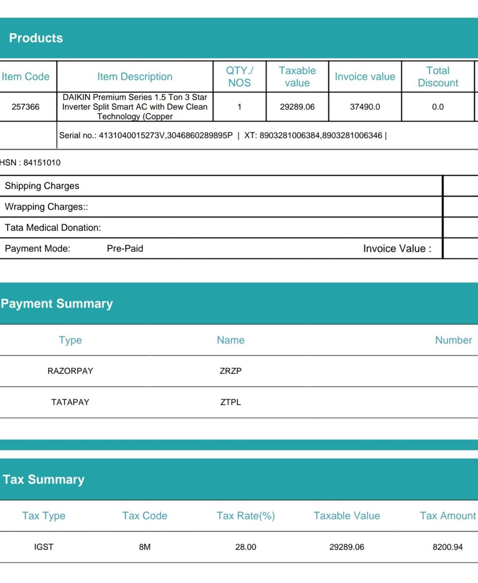 chanderbirlamba's tweet photo. @DaikinIndia @cromaretail I hv rcently purched split AC of Daikin &amp; on the 5th day of installation the same is nt working, tech visited &amp; wasted 2-3 hrs &amp; started that the outdoor unit must be checked at their workshop as they r unable to find d error..arrange the replacement. https://t.co/78LyhnJkkr