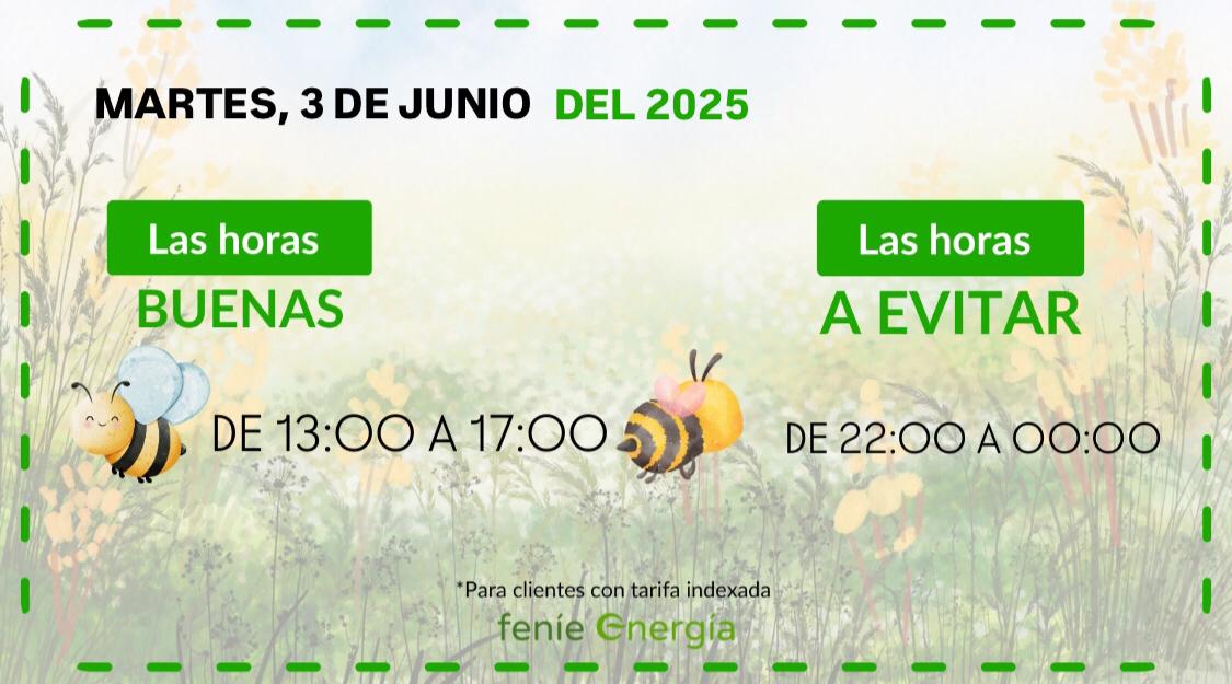 🟢 ¡Aquí las tienes! #LasBuenasHoras de hoy para ayudarte con tu factura. #FeníeEnergía