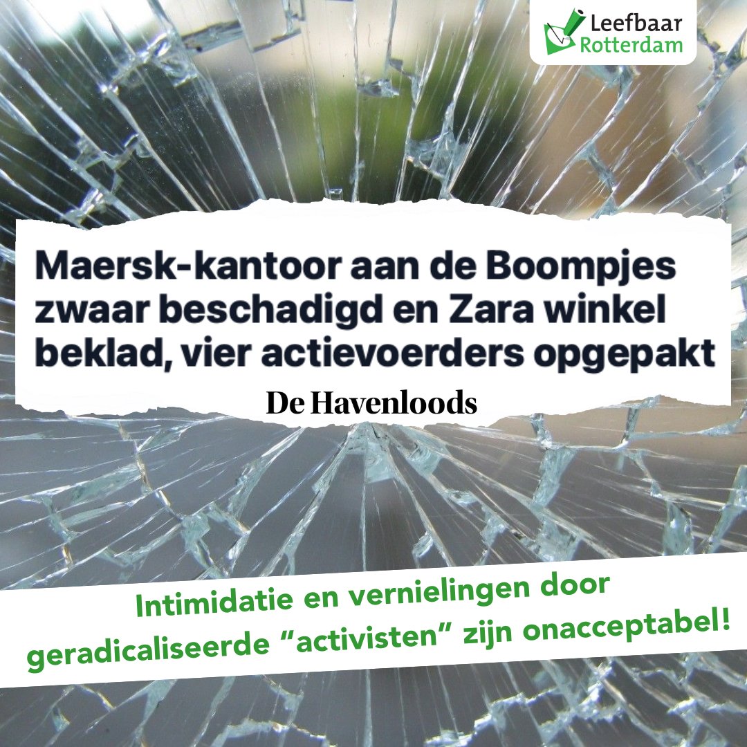 Een groep “activisten” heeft zich weer flink misdragen in Rotterdam. Leefbaar Rotterdam dringt al langer aan op zero tolerance tegen losgeslagen “activisten” die onder het mom van demonstreren allerlei strafbare feiten plegen. 

Lees meer ➡️ leefbaarrotterdam.nl/nieuws/intimid…