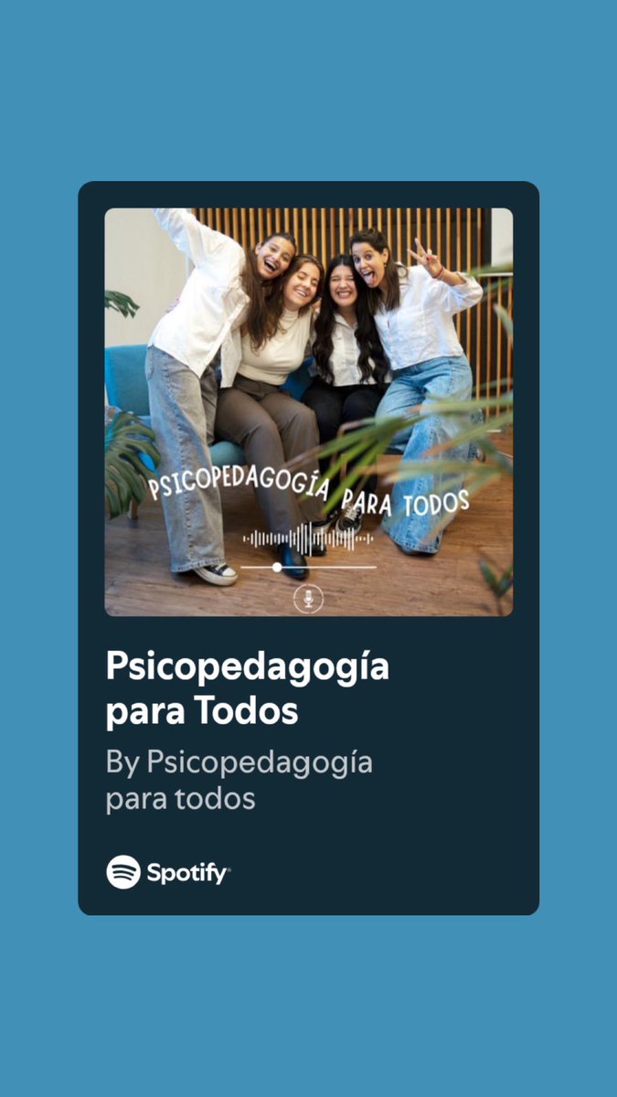 Para arrancar la mañana les quiero compartir este podcast.
Es muy valioso porque lo lleva adelante un grupo de estudiantes de 4 años de psicopedagogía.
Construir espacios de debate educativo para que todo el mundo pueda involucrarse. Síganlas 
 open.spotify.com/show/3OHyR3MjX…