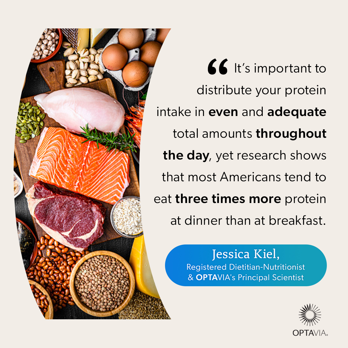 Fueling your body isn’t just about what you eat — it’s when you eat it, too. 💪

Did you know most Americans eat three times more protein at dinner than at breakfast?
“It’s important to distribute your protein evenly throughout the day,” says Jessica Kiel, Registered