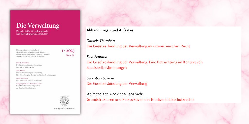 Heft 1/2025 der VERWALTUNG ist erschienen – nun mit neu gestaltetem Cover!
Zum Inhalt: duncker-humblot.de/einzelheft/ver… #Verwaltung #Verwaltungswissenschaft #Verwaltungsrecht #Biodiversitätsschutzrecht