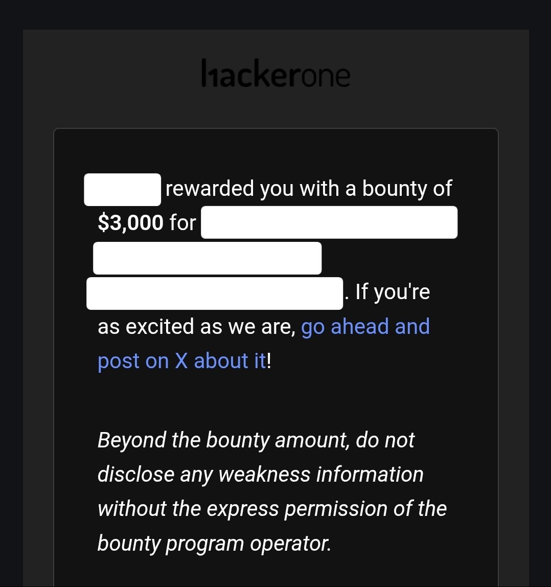 matrixm0x1's tweet photo. Yay, I was awarded a $3000 bounty on @Hacker0x01! https://t.co/5h4nOVPfnw
#TogetherWeHitHarder #bugbounty #ethicalhacking #hackforgood #infosec #cybersec #cybersecurity #hacking https://t.co/PUzPhGB4D4