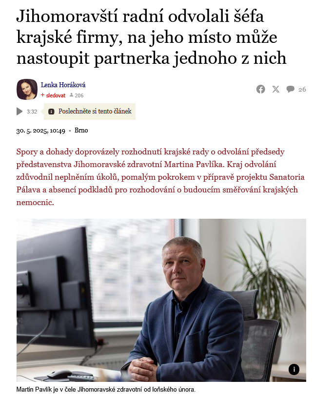 No tak prý <a href="/JanGrolich/">Jan Grolich</a> je jinej 😎 Není.
A to ještě zdaleka neskončila komedie s názvem Sanatorium Pálava. Už se těšíme na to, jak z plánované neurorehabilitace nic nebude. Ještě že to stavíme v poli kde nic není a pak se divíme, že není personál. 
novinky.cz/clanek/domaci-…