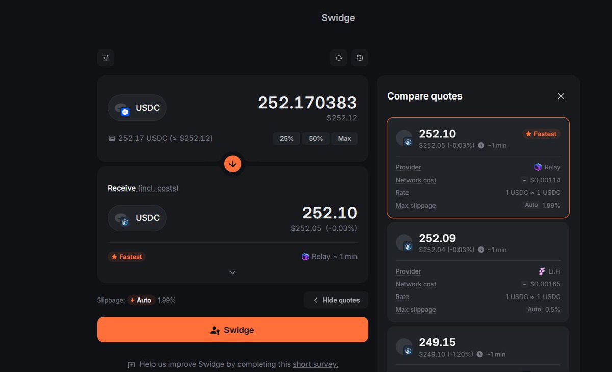 AmakuBenedictC2's tweet photo. ▶️ To Vault Set up, add recovery addresses on EVM and Solana.
▶️ Click Deposit to fund your infinex wallet
💠 Swidge to bridge assets between chains, click Compare Quotes to select your choice. Supported routes: @RelayProtocol, @lifiprotocol, @StargateFinance and @MayanFinance https://t.co/s9TT3XRswl
