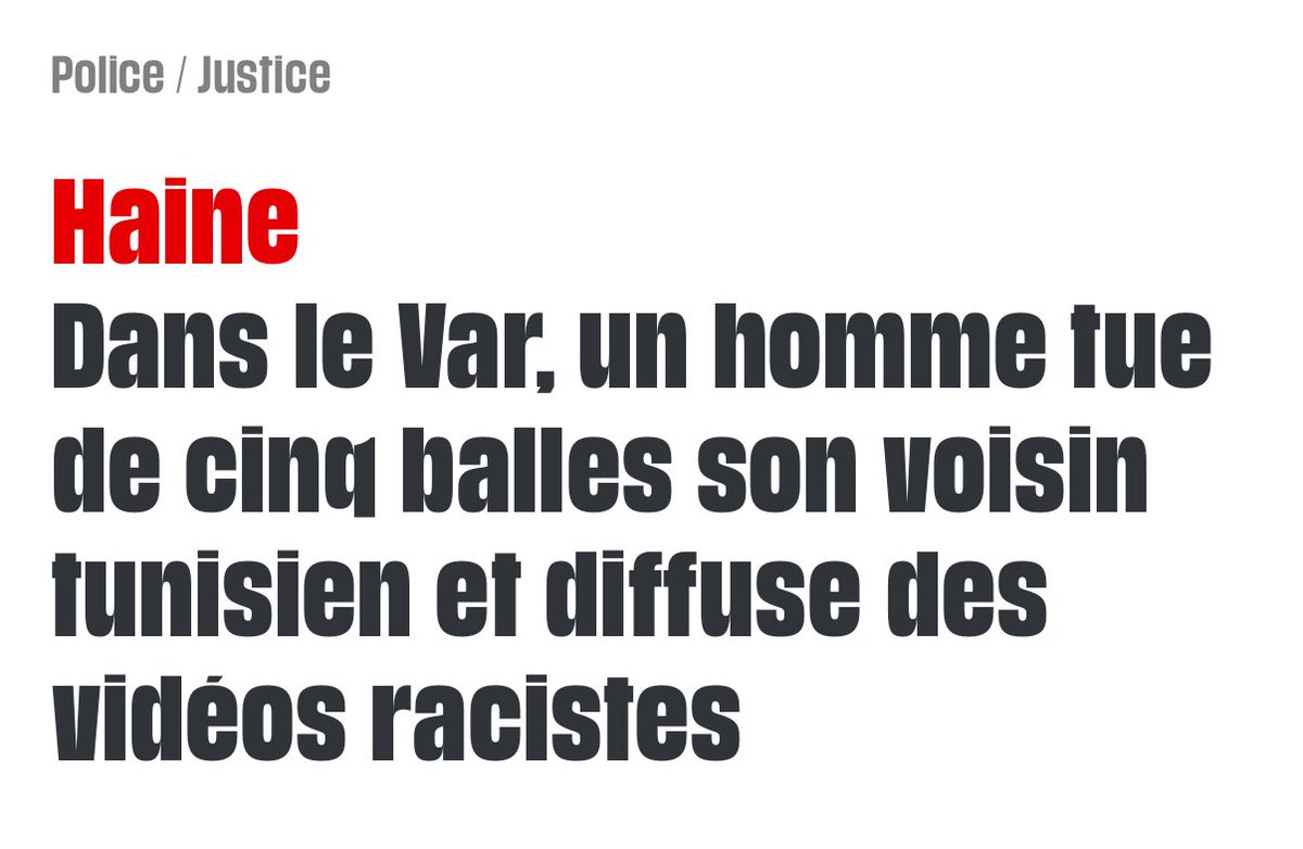Dans le Var, un homme a été tué parce que tunisien. Un autre blessé parce que turc.

C’est un crime raciste. Nourri de discours nauséabonds martelés sur les plateaux et présents jusqu’au sein du gouvernement.

Pensées émues pour les victimes et leurs proches.

Le racisme tue.