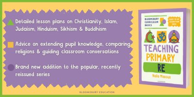 MrsM (@educatormissm) on Twitter photo Good morning 🌞 a gift from me to you: 25% off Teaching Primary RE when bought through <a href="/BloomsburyEd/">Bloomsbury Education</a>! Share and enjoy 🙏🏽
Use code NAILA25 🙂↕️ looking forward to all of your reviews. Humbled with what I have been sent and heard already.
#teamRE #primaryschool #edutwitter Good morning 🌞 a gift from me to you: 25% off Teaching Primary RE when bought through <a href="/BloomsburyEd/">Bloomsbury Education</a>! Share and enjoy 🙏🏽
Use code NAILA25 🙂↕️ looking forward to all of your reviews. Humbled with what I have been sent and heard already.
#teamRE #primaryschool #edutwitter