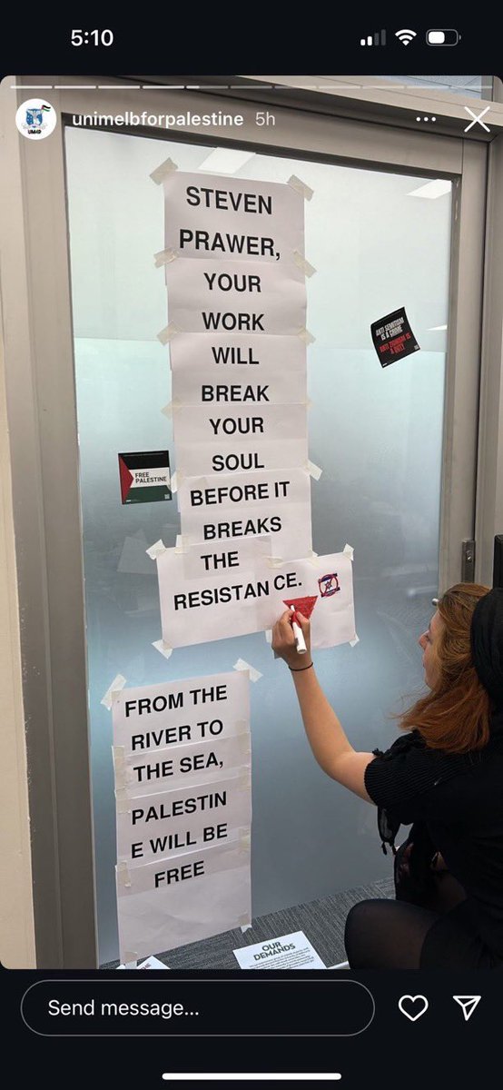 DrewPavlou's tweet photo. Hamas supporters broke into the office of a Jewish physics professor at the University of Melbourne and scrawled the Hamas red target🔻symbol on his door because he hosted a joint PhD program with an Israeli university looking at bird migration patterns https://t.co/ctO7z5lxK9