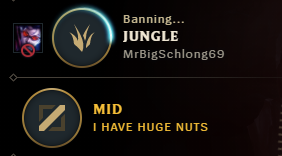 NutGamingcrew's tweet photo. Some seriously large genitalia in this league of legends champ select https://t.co/kAe43AcdKP