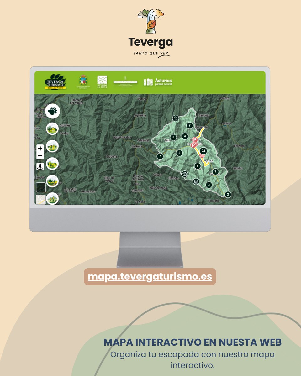 🗺️ Mapa Interactivo de Teverga
Organiza tu escapada al detalle con el mapa turístico oficial del concejo.

📍 Lugares que visitar, rutas, servicios, naturaleza y mucho más, siempre a mano.

💻 mapa.tevergaturismo.es
📱 O descarga la app Tevergaturismo 

#Teverga #TurismoRural
