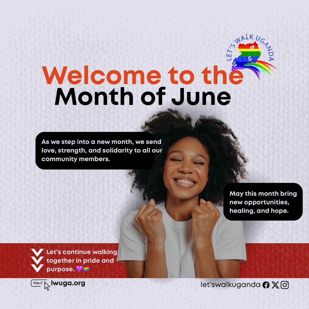 Hello, June! 🌟 A new month to rise, resist, and walk in pride.💜✨ From all of us at LetsWalkUganda — keep shining, keep walking. #HappyNewMonth
